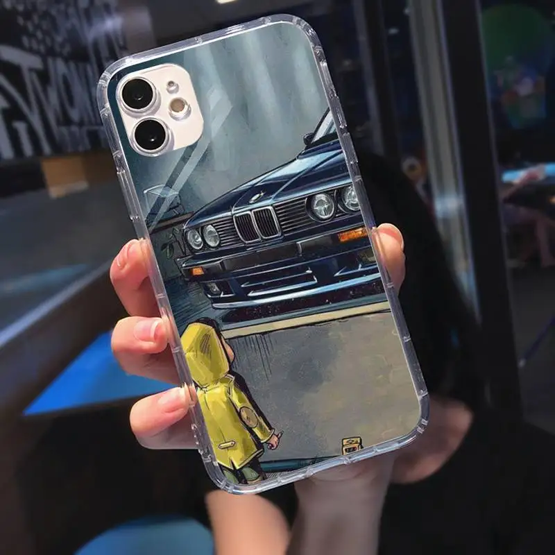 

Boy See Sports Car M Cool Jdm Drift Phone Case Transparent Case For Iphone 6 6s 7 8 Plus XR X XS 11 12 Pro Max