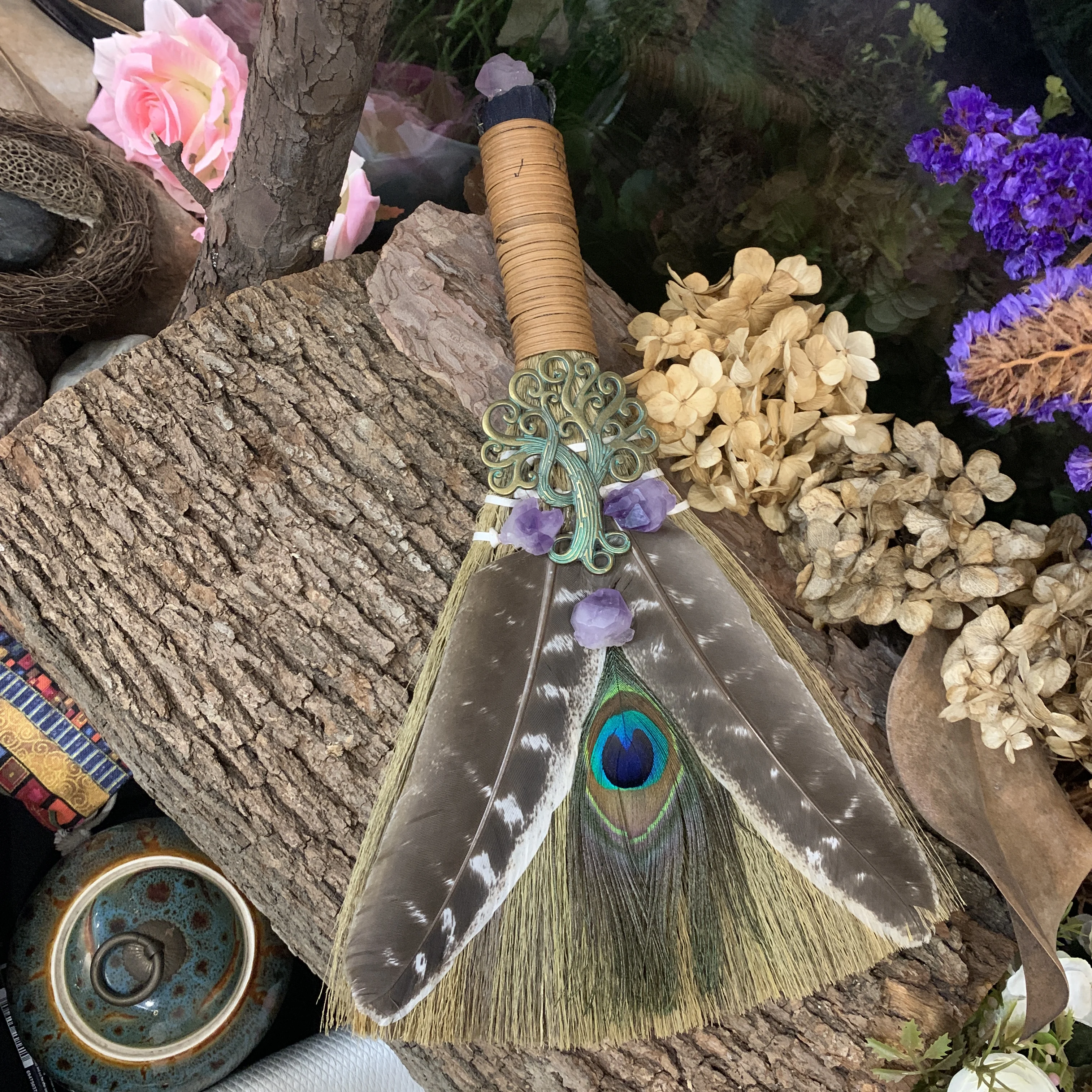 31 см * 20 Wicca Декор алтарь украшение ведьмы аксессуары аметистовая метла подвеска