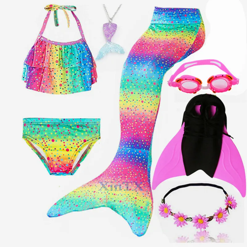 Лидер продаж детский купальник-бикини с хвостом русалки и плавником для девочек