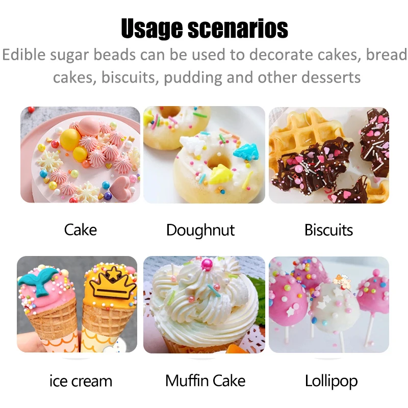 10mm/15g Colorful Beads Edible Pearl Sugar Ball Fondant Sprinkles Cake Baking Silicone Chocolate Decoration Gold Powder | Дом и сад