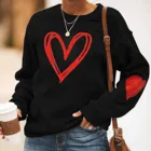 Женский пуловер, свитшот, уличный Топ с длинным рукавом и принтом сердечек, осенне-зимняя толстовка, Женский Повседневный Топ оверсайз, блуза