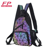 new fashion women backpacks men geometric luminous backpack with headphone hole backpack school travel man shoulder chest bags
