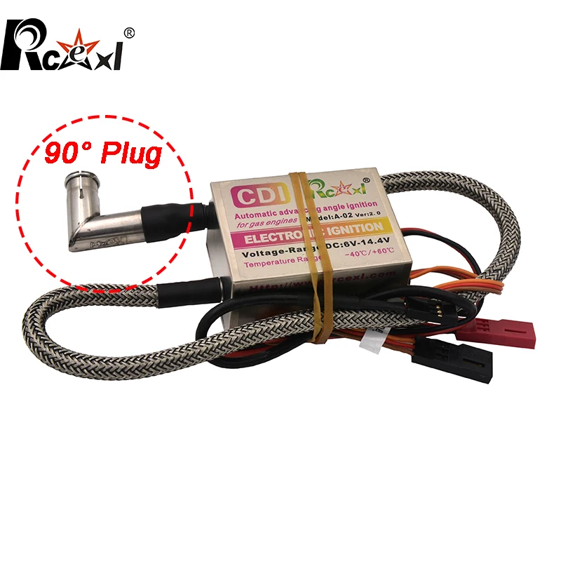 Rcexl Single/ Twin Ignition CDI NGK-ME-8 1/4-32 90/ 120 Degree or Straight For Gas Petrol DLE Engine RC Airplane enlarge