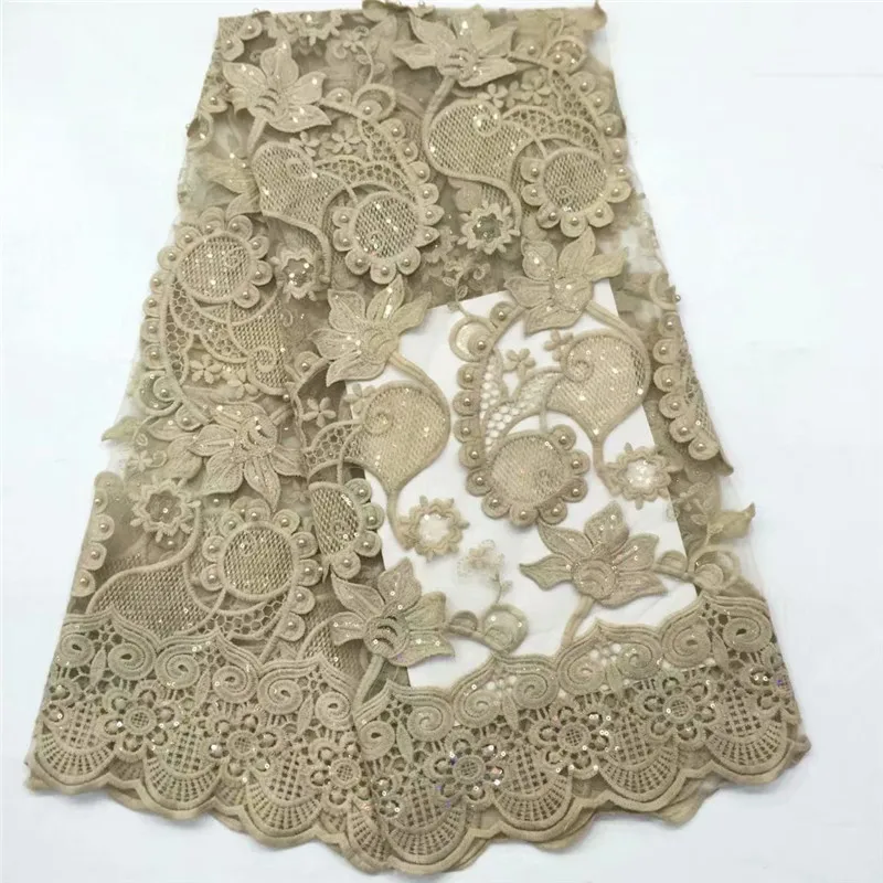 Персиковое Африканское кружево ткань 2019 золотистая Высококачественная