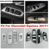 car armrest door window lift glass button cover kit trim abs carbon fiber matte accessories for chevrolet equinox 2017 2022