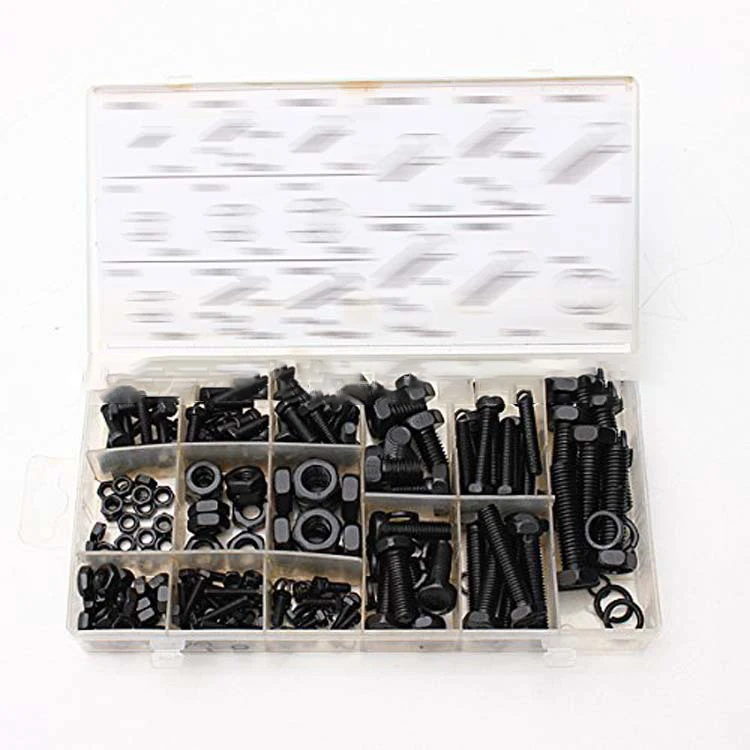 

240pcs Nuts Bolts Set M4-M10 Carbon Steel Hexagon Screw Nut Spring Washer Boxed