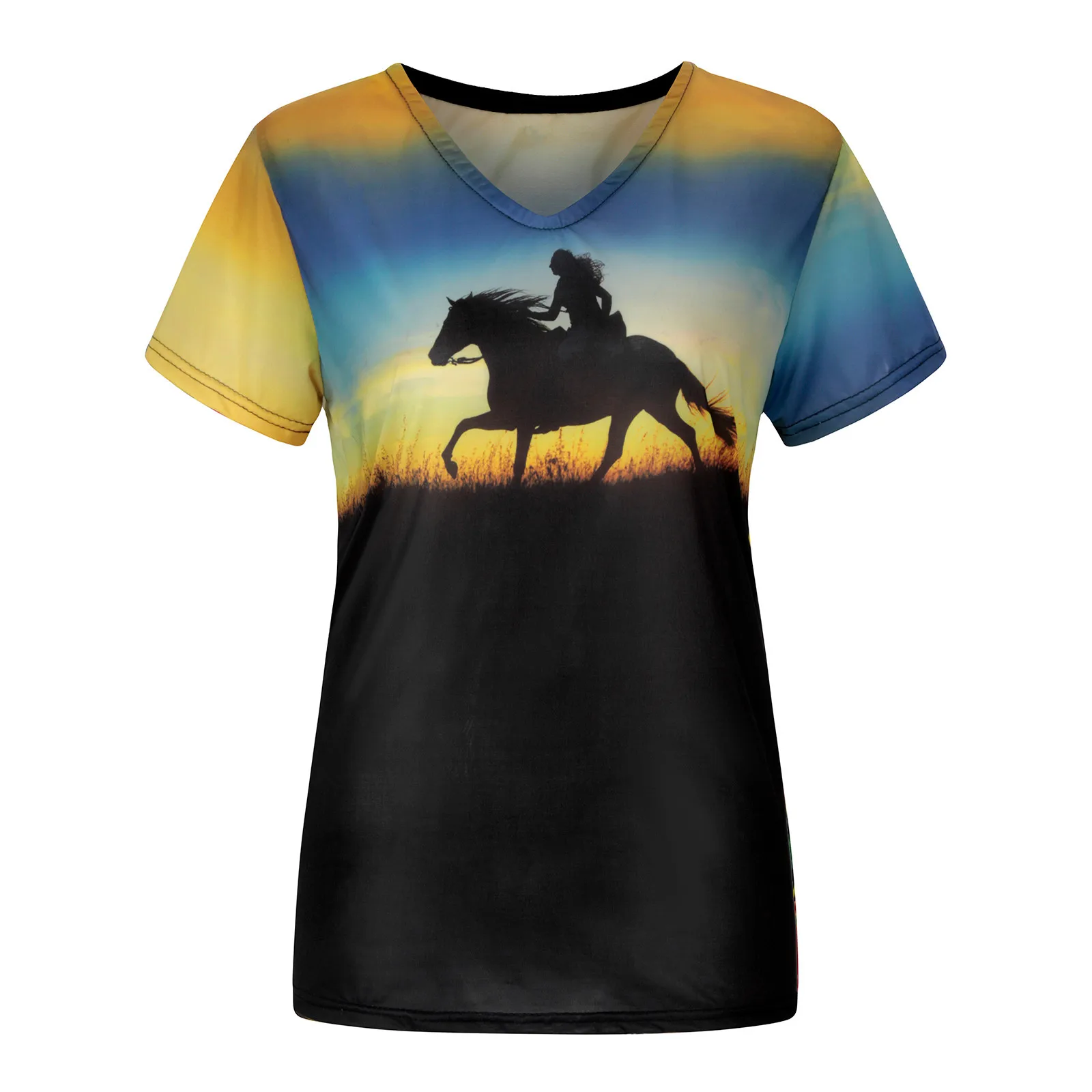 

Plus Size Women Short Sleeve Printed V-neck Tops T-shirt Loose Casual Blouse Tops For Women Summer Clothes Camisetas Mujer