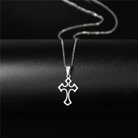 juno cool hollowed out stainless steel necklace south korean christian style hip hop cross necklace present pendant