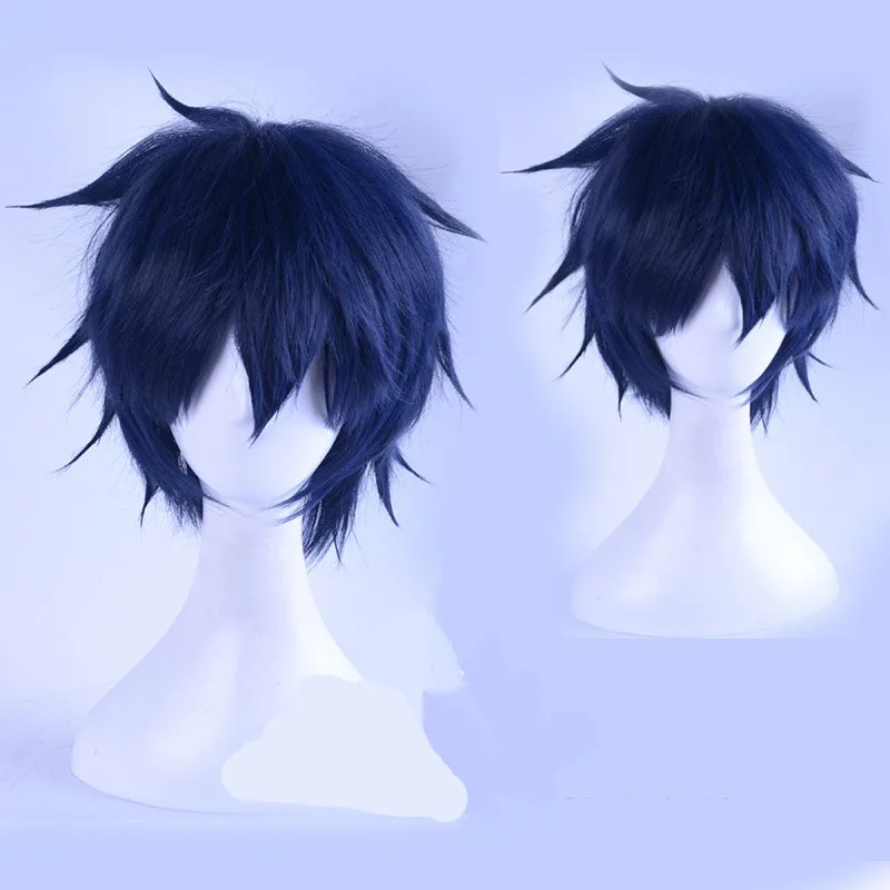 Anime Ao no Exorcist Okumura Rin Blue Synthetic Hair Cosplay Blue Exorcist Heat Resistant Hair Cosplay Wig + Wig Cap