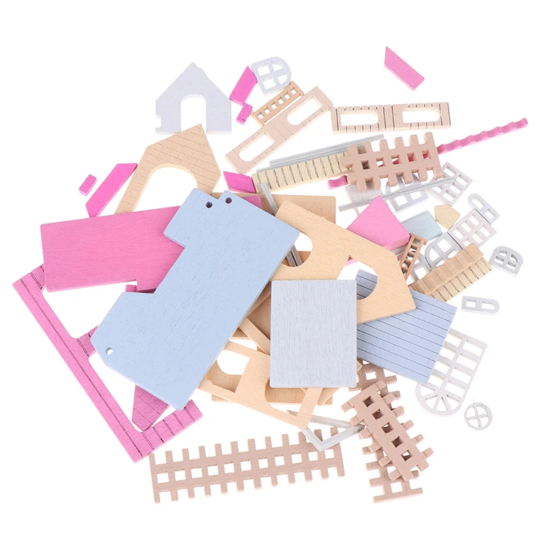 Розовый Сказочный городок в сборе миниатюрный дом деревянная поделка сказочное