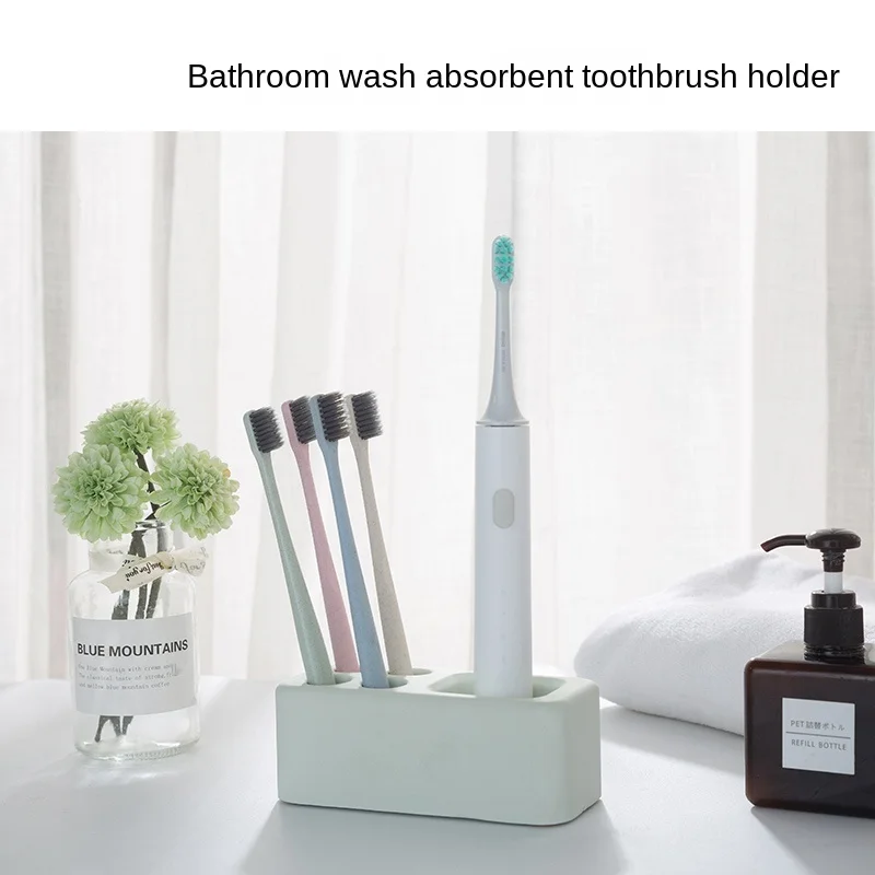 

Natural diatomite moisture-absorbing dry toothbrush holder square 4-hole Japanese-style diatom mud absorbent toothbrush storage