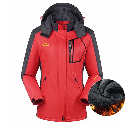 velvet women red Мужская зимняя куртка для походов на открытом воздухе, Мужская теплая ветровка, мужская спортивная куртка для кемпинга, катания на лыжах, водонепроницаемая ветрозащитная куртка - Цвет: velvet women red