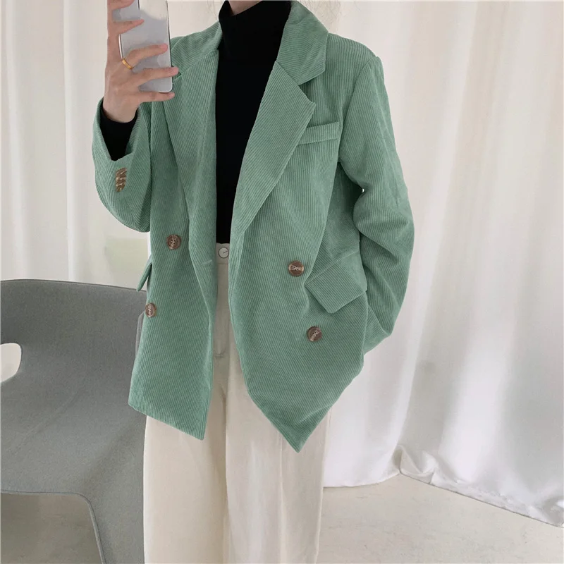 

Mozuleva 8 Color options Double Breasted Notched Collar Women Blazer Jacket Elegant Pockets Female Outerwear Lady Workwear