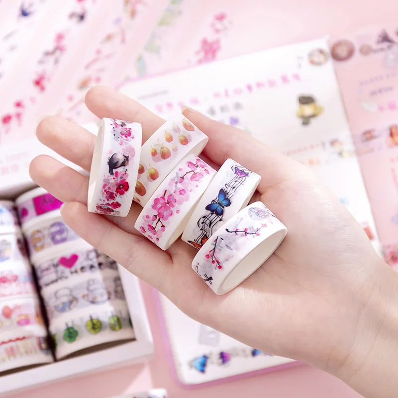 

10pcs/pk Cute Cartoon Cat/ Dog Color Paper Washi Tape Adhesive Tape DIY Scrapbooking Sticker Label Masking Tape Office Supplies