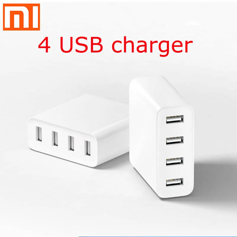 Оригинальное Xiaomi mi зарядное устройство 4 USB порта с американской вилкой для Iphone samsung Xiao mi lenovo Meizu huawei MP3 MP4 смартфон