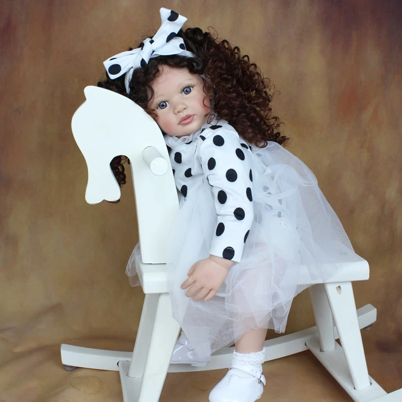 Кукла реборн Мягкая силиконовая 60 см для девочек тканевая кукла платье принцессы