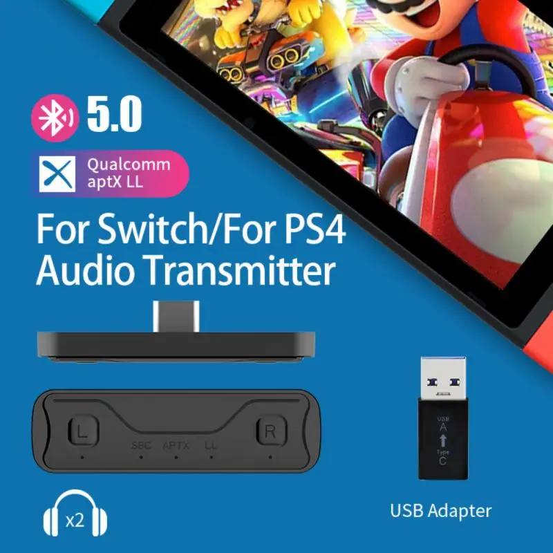 

Type-C Bluetooth-compatible Transmitter BT 5.0 CSR Low Latency With Mic For Nintend Switch PS4 TV PC USB Type-C Wireless Adapter