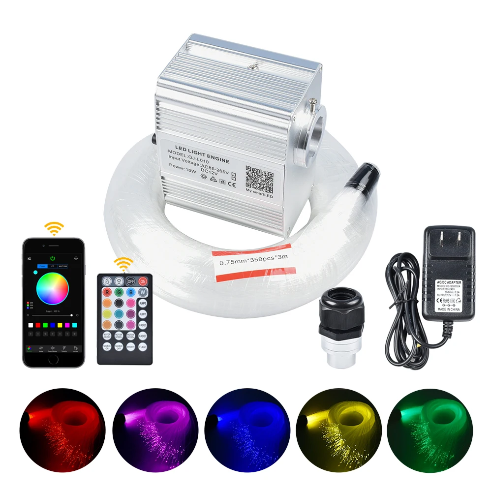 

Bluetooth 10W RGBW Twinkle Fiber Optic ceiling lights kit EU Plug-0.75mm*350pcs*3m