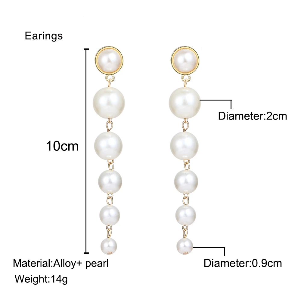 

" Large and small imitation pearl long earrings women trendy atmosphere earrings pendientes kolczyki jewellery pendientes mujer"