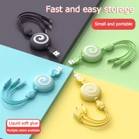 1 2m 3 in 1 usb charge cable for android for iphone huawei samsung fast charging type c micro retractable portable charger wire