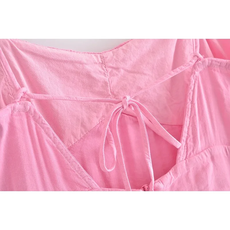 

Za Women's Skirt 2021 Summer New Style European And American Style Buckle Decoration Pleated Split Linen Sling Dress