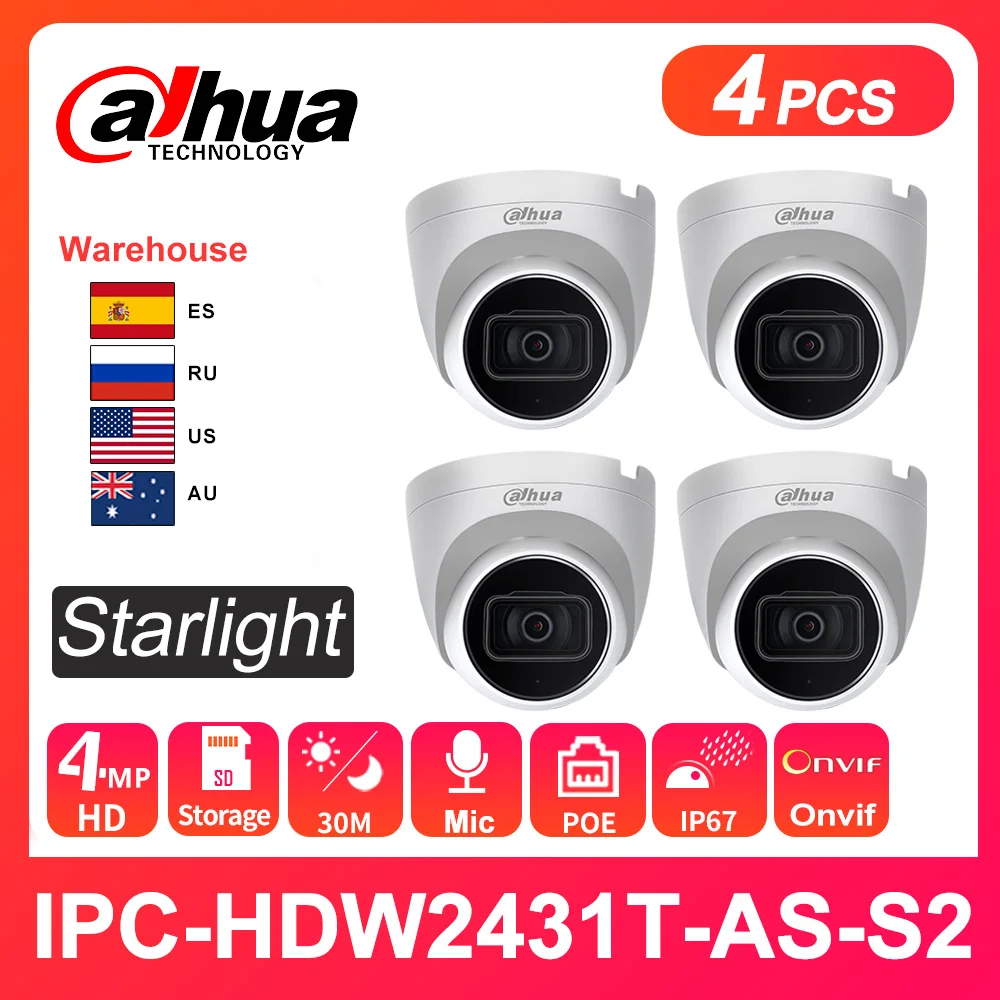 Сетевой видеорегистратор Dahua оригинальный IP Камера 4MP звездного неба IPC HDW2431T AS POE