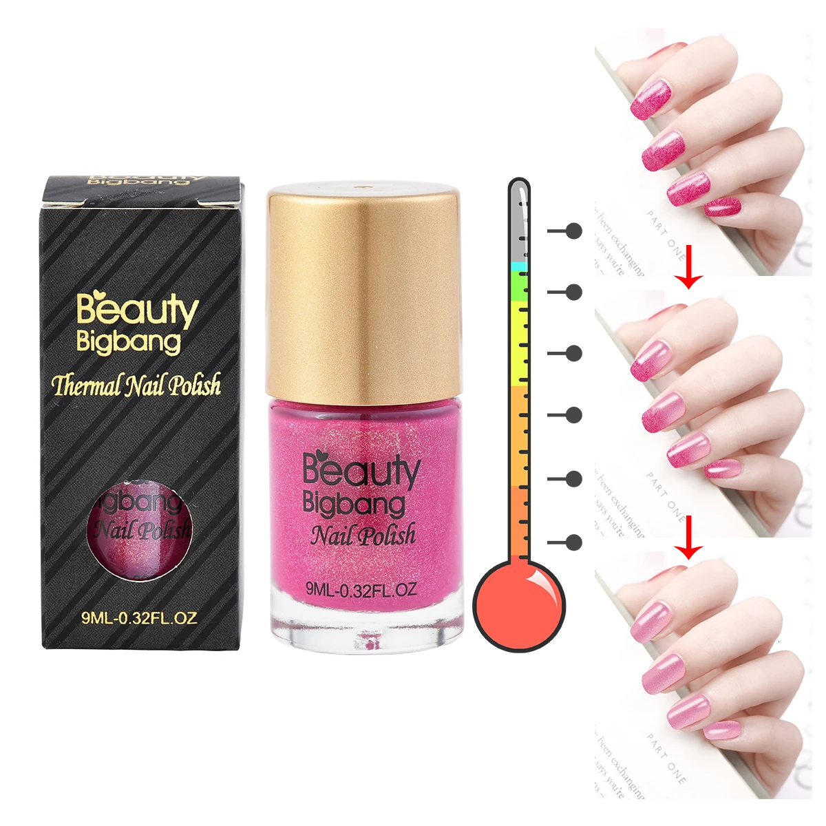 Beautybigbang 9 мл температурный цвет Chang фиолетовый розовый блеск лак для ногтей