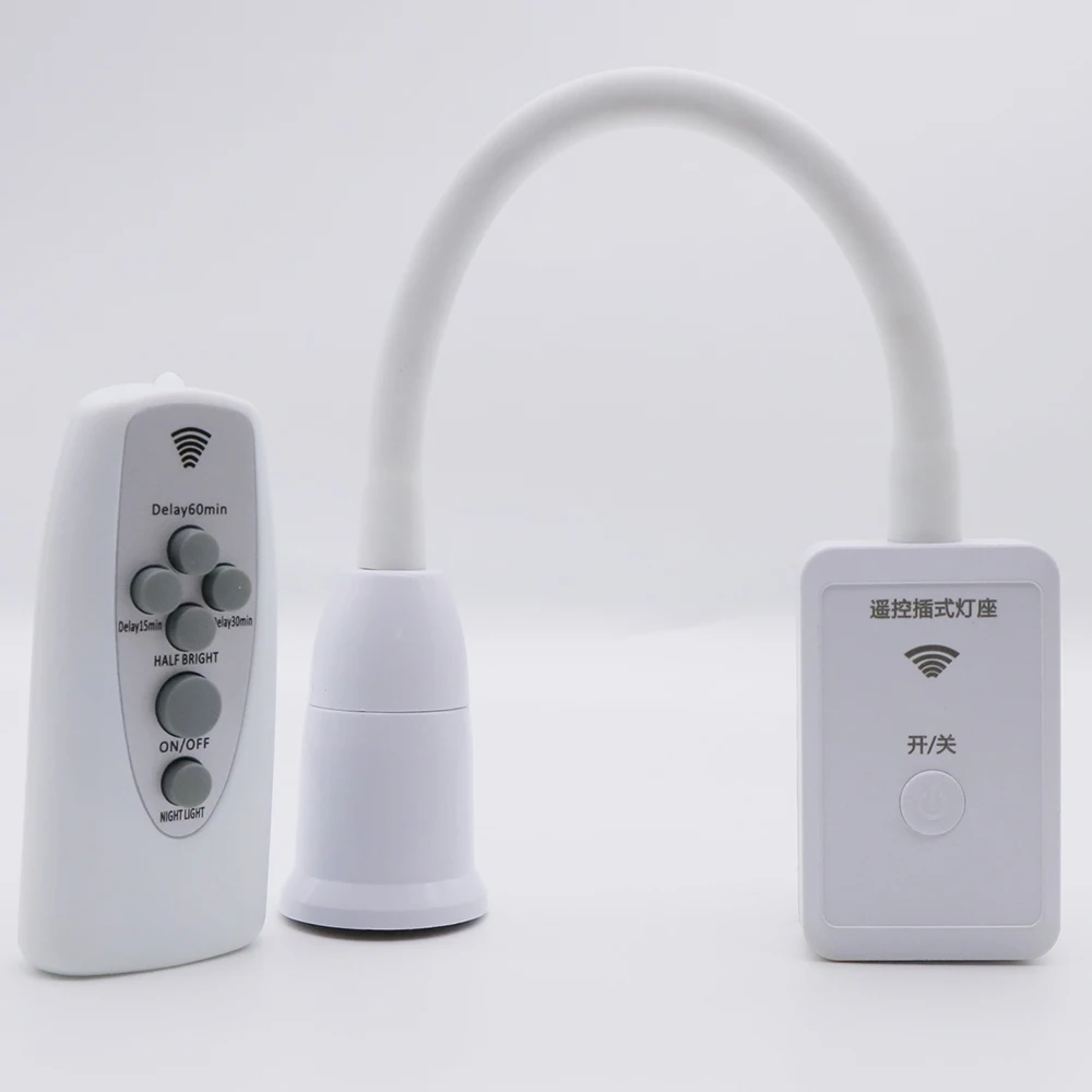

US/EU Plug Flexible E27 Lamp Holder With ON/OFF Switch Wireless Remote Control E27 Socket With Timer