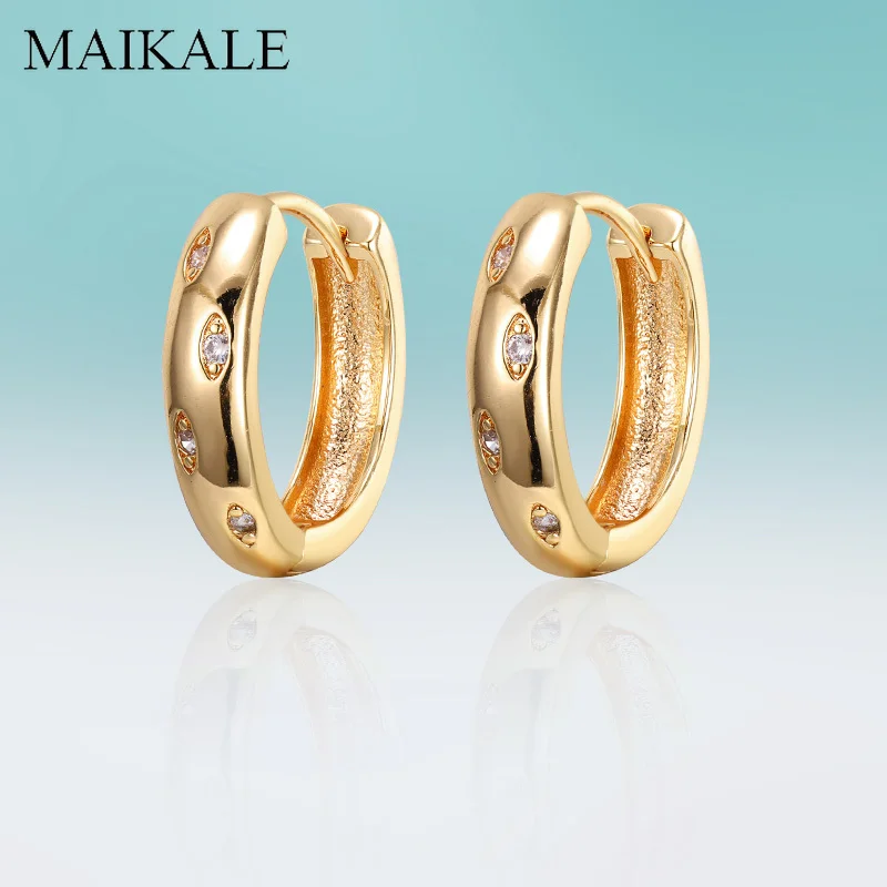

MAIKALE Classic Round Circle Earrings Inlay Cubic Zirconia Gold Silver Color Charm Hoop Earrings for Women Jewelry Gifts Brincos
