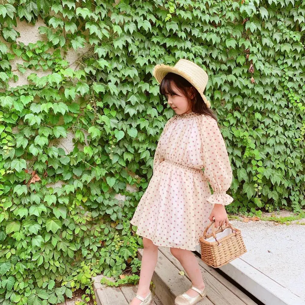 

in stock kids girls clothes summer Girls Fall Winter Dress High Quality Long Sleeve Star Print Dress baby girls clothes