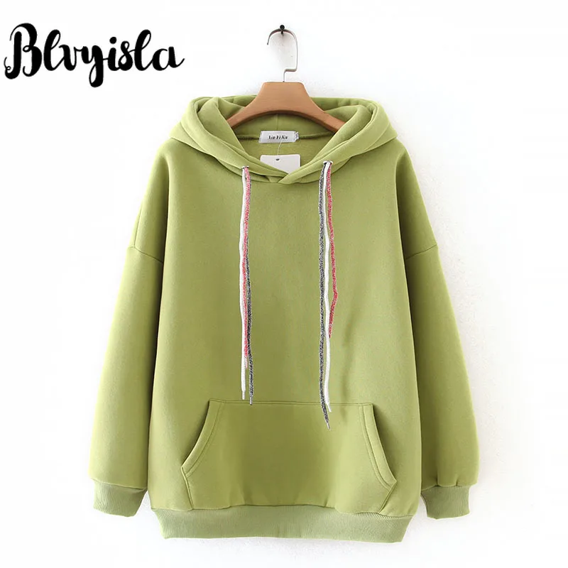 Blvyisla 4XL размера плюс толстовка с капюшоном на шнурке Топы женские повседневные