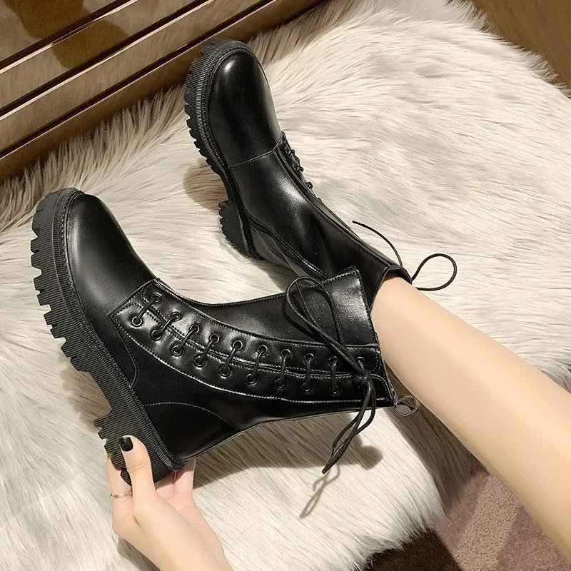 NEW boots female women shoes Black winter boots women Keep Warm Ankle Boots PU Leather Women's Boots Female winter shoes women