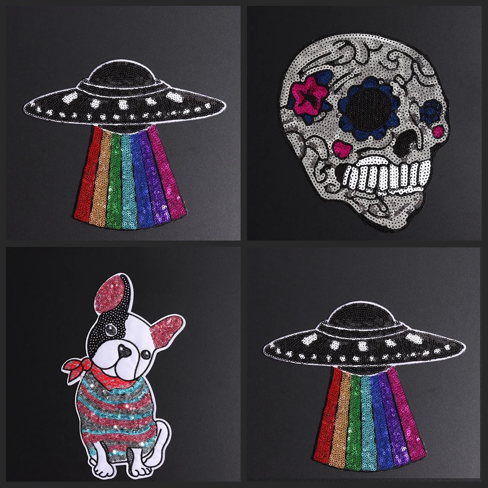 Нашивка с блестками НЛО модные нашивки для пальто аксессуары одежды украшение