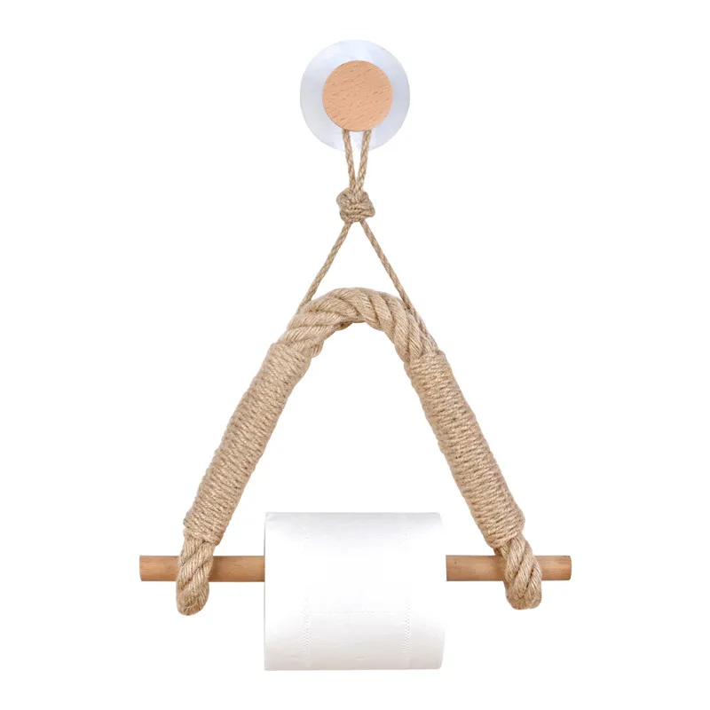 

1pcs Vintage Cotton linen Hanging Rope Bathroom Toilet Paper Roll Towel Holder Kitchen Wall Hanging Tissue Rack