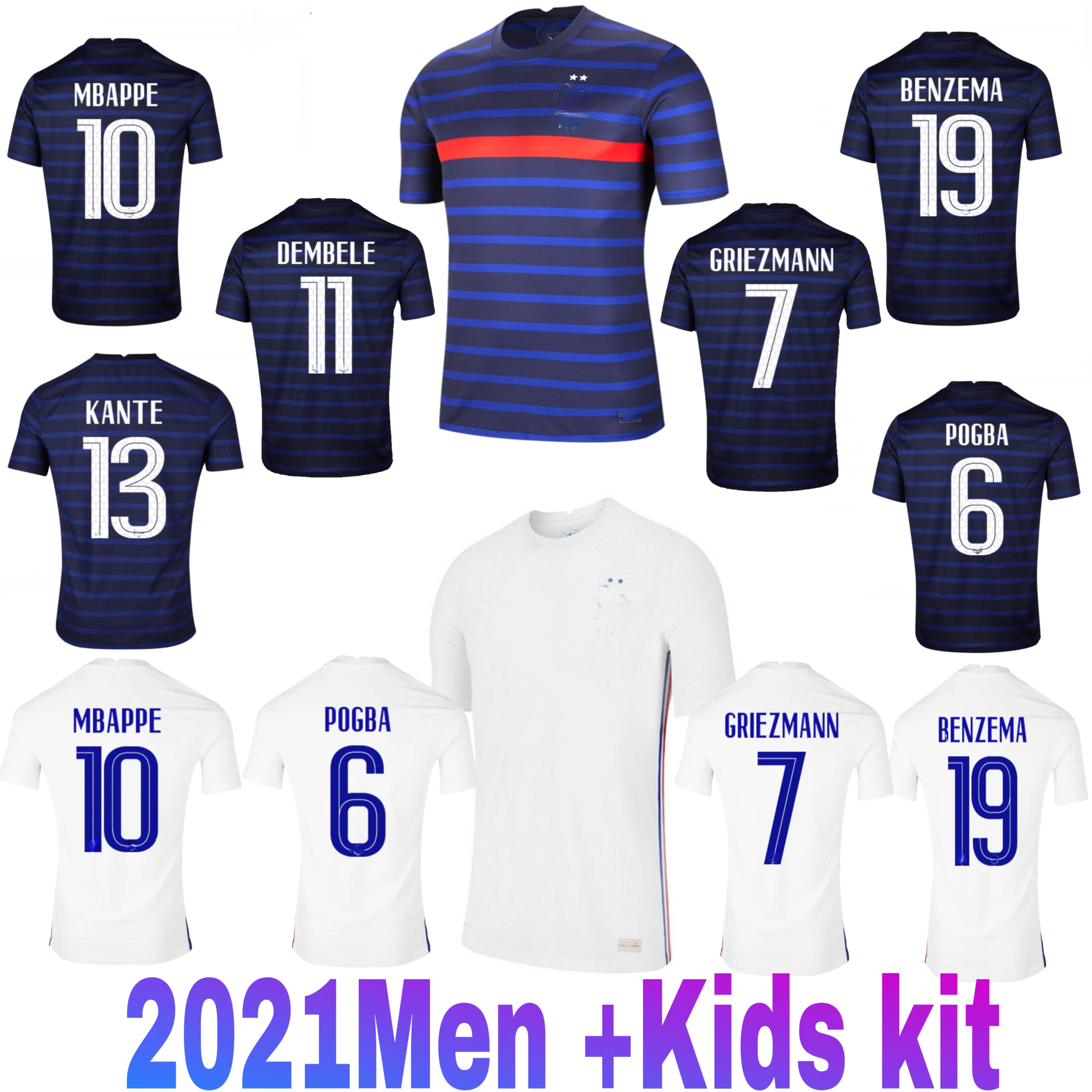 

20 21France Soccer Jersey Maillots Maillot French Team GIROUD BENZEMA Mbappe Griezmann Kante Pogba Size S-4XL