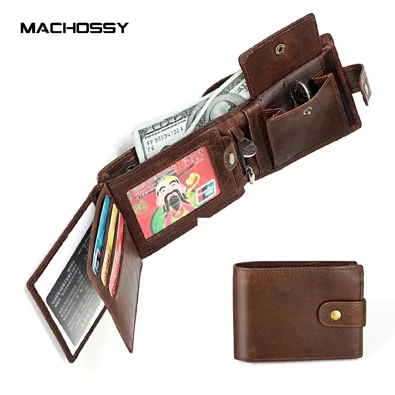 Vintage Men Wallets Cow Genuine Leather Wallet Coin Pockets Purse Short Wallet Genuine Leather Card Holder Hasp Wallets