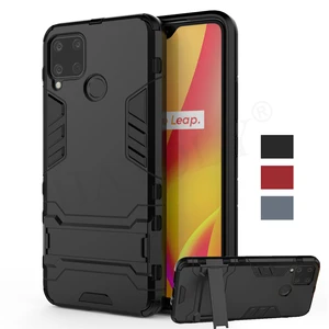 for oppo realme c15 case cover realme c11 c12 tpu bumper robot holder stand shockproof armor phone back case for oppo realme c15 free global shipping