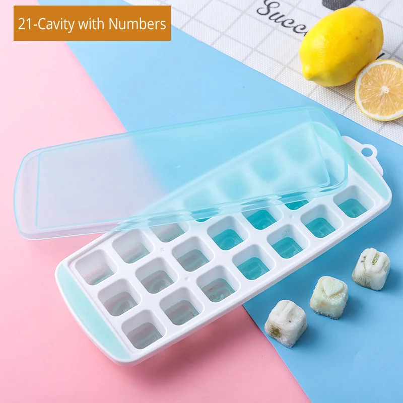 21-Cavity 21-силиконовые полости лоток для льда с крышками, Силиконовые формы ручной работы производитель кубиков льда, штабелируемые посудомоечные машины безопасный, нетоксичный, BPA бесплатно - Цвет: 21-Cavity