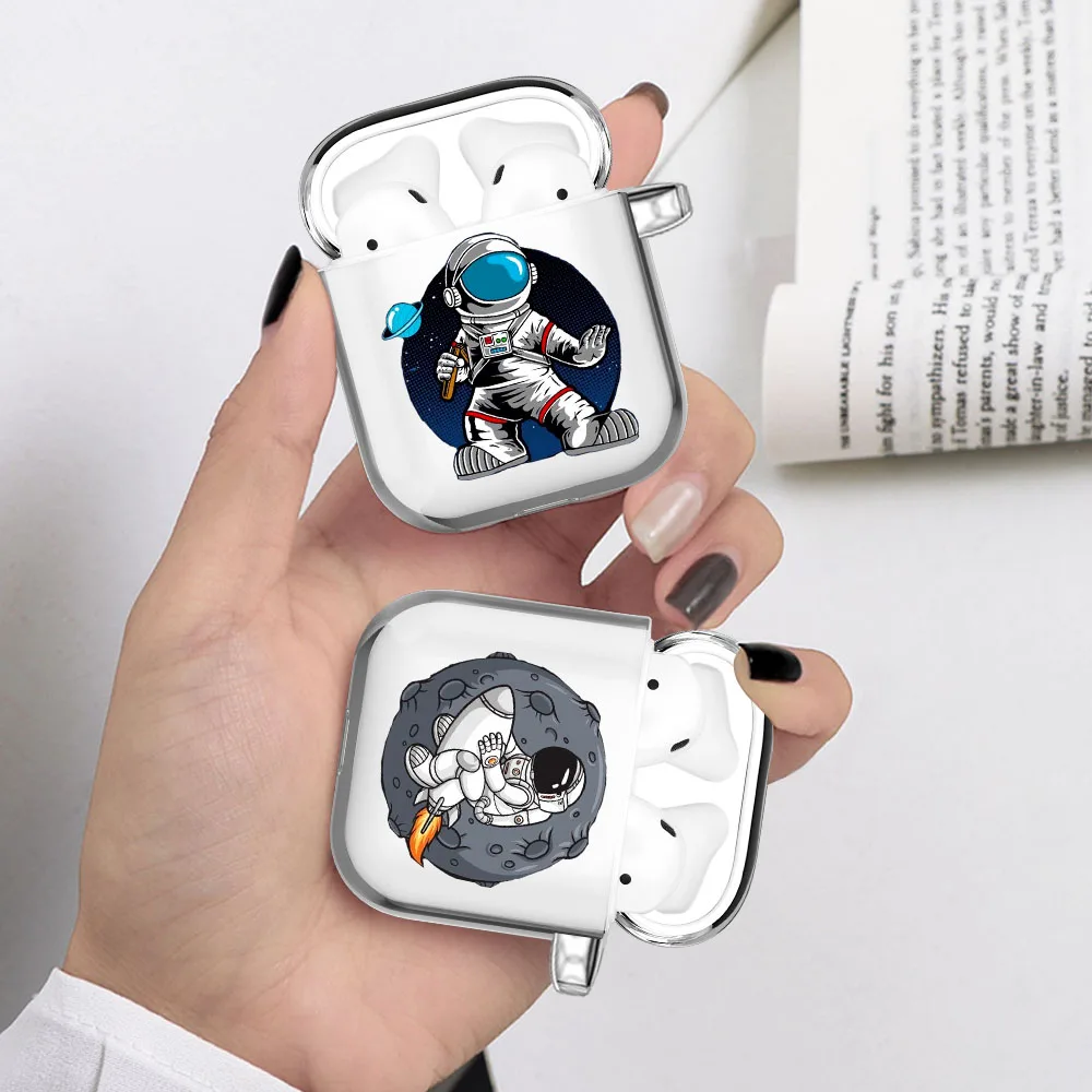 

Cute Astronaut Cartoon Planet Star Space Moon Clear Airpod Case for Apple Airpods 1 2 Cover Wireless Bluetooth Earphone Coque