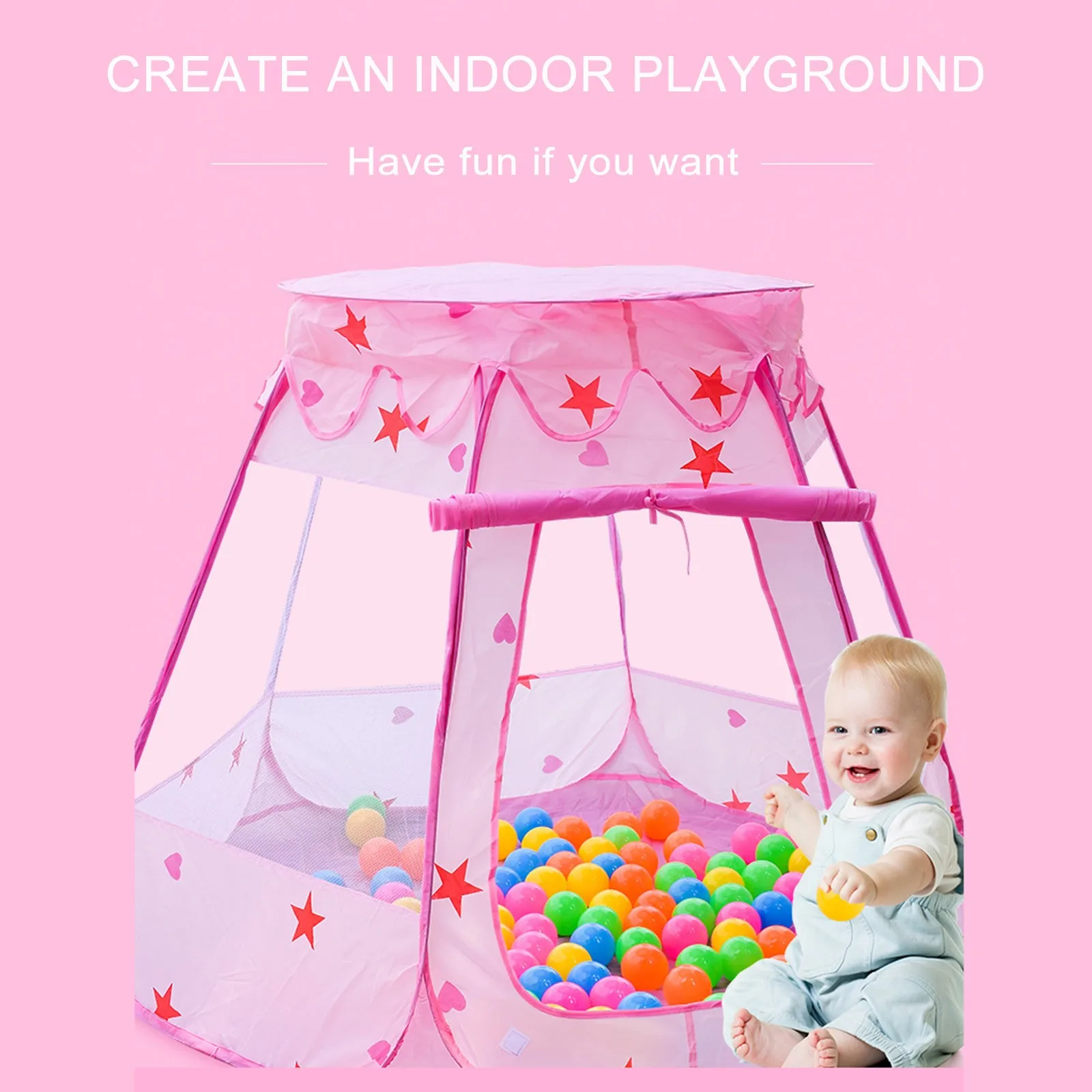 

Foldable Star Portable Packaging Children's Tent Mosquito Net Play House Mat Net Portable Folding Mosquito Net Tent Pink & Blue