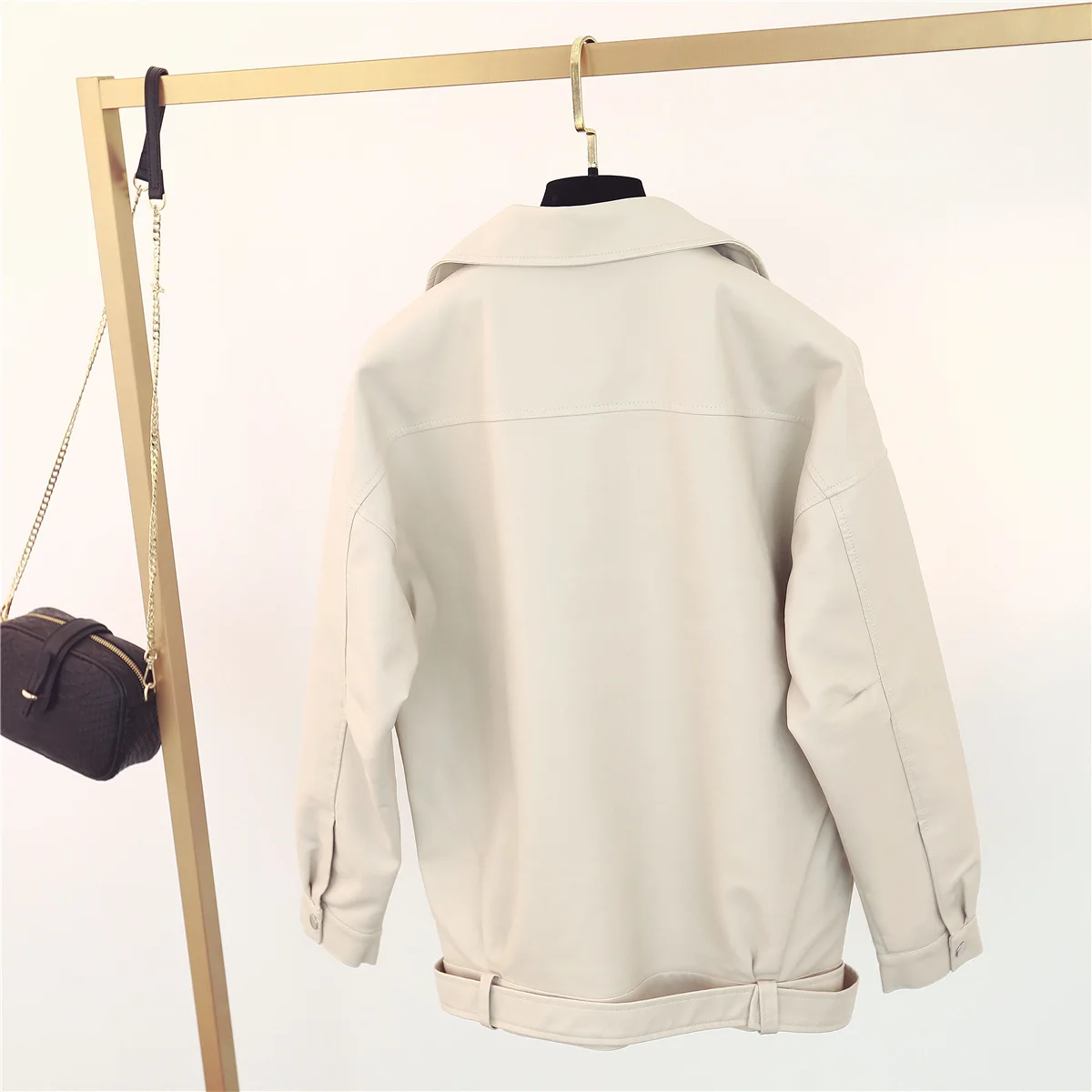 ZQLZ Faux Leather Jacket Women Autumn Spring Pink Streetwear Pu Coat Female Loose Biker Motorcycle Black Leather Coats Femme