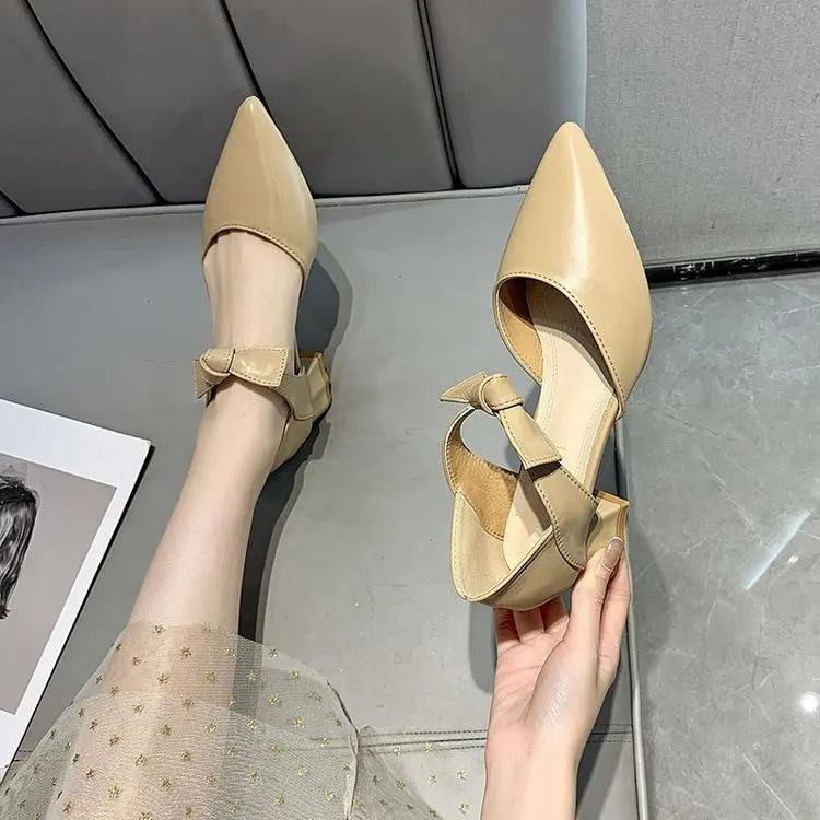 

Fashion Womens Shoes 2021 Large Size High Heel Sandals Suit Female Beige Luxury Summer Big Low High-heeled Closed Girls Black Sp