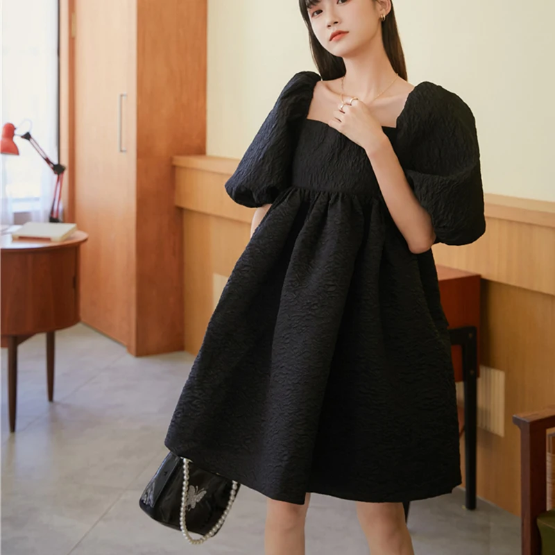 Женское платье с пышными рукавами элегантное винтажное бальное черного цвета