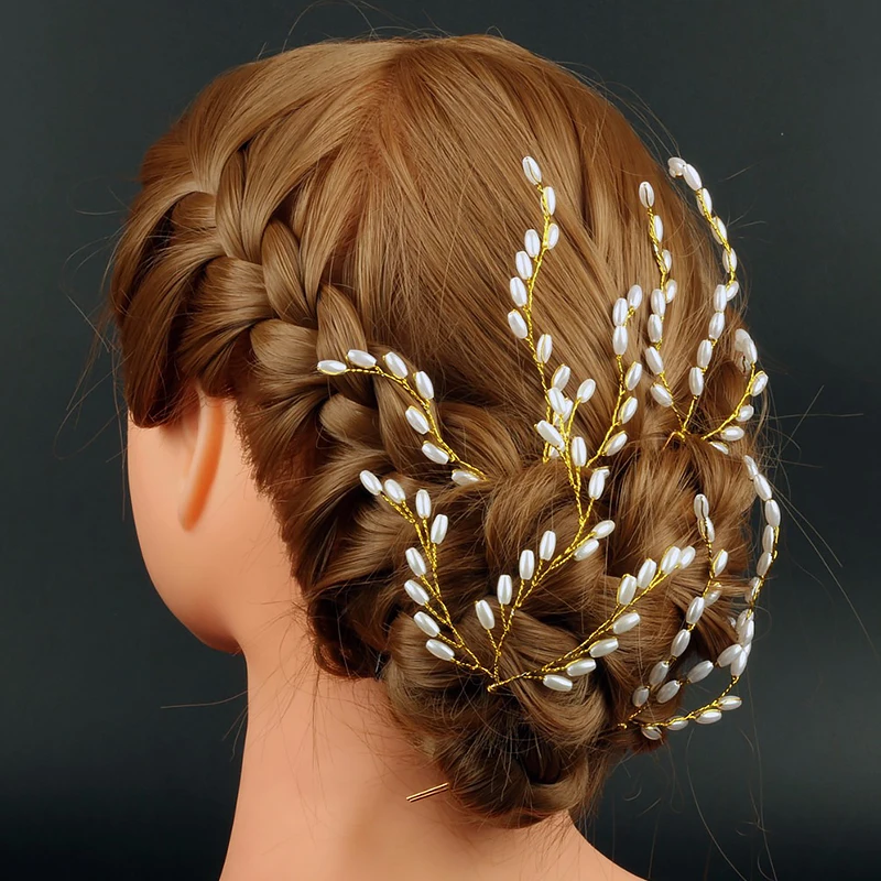 Женская свадебная заколка для волос жемчужная ручной работы Ювелирное Украшение