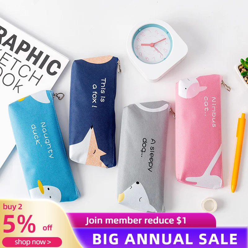 

Cartoon Animal Large Capacity Pen Bag Multifunctional Stationery Box Kawaii Pouch School Supplies Pencil Cases