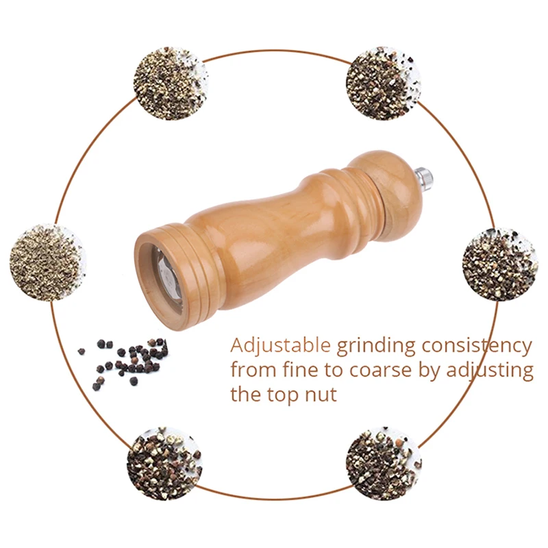 

Manual Oak Wood Salt&Pepper Mill Spice Grinder Wooden Pot Kitchen Tool