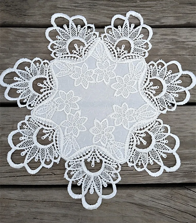 

Octagon White Embroidery Placemat Tea Cup Mug Glass Coffee Fruit Coaster Kitchen Dining Table Place Mat Drink Doily Wedding Pad