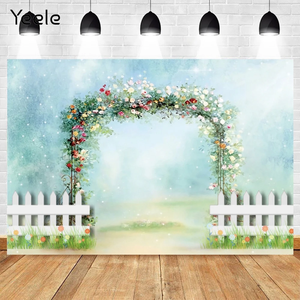 

Yeele Gradient Wedding Background For Photography Flower Gate White Fence Grop Photo Board Backdrop Photozone Photophone Props