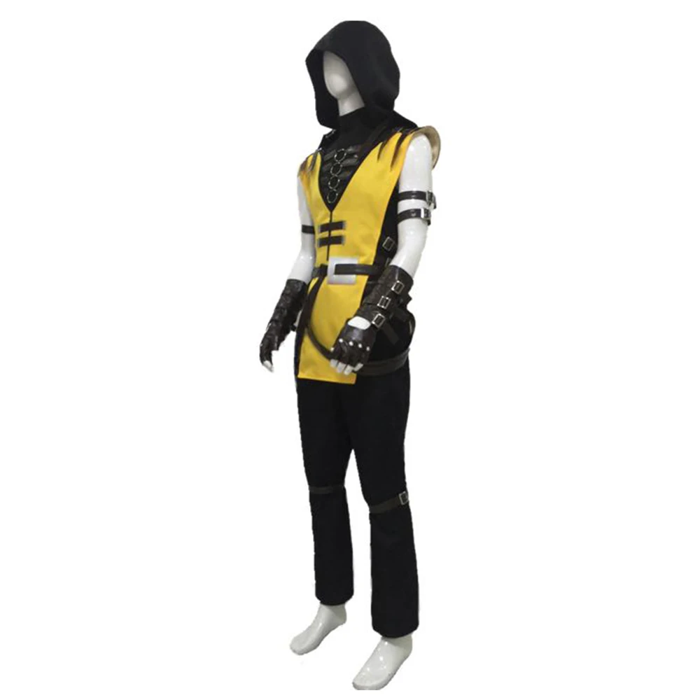 Игра Mortal Kombat косплей Скорпион Hanzo Hasashi костюм для взрослых мужчин Униформа