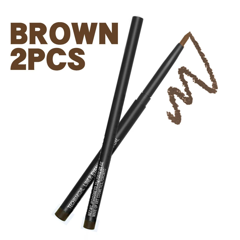 2pcs brown eyeliner Профессиональный женский водостойкий коричневый карандаш для бровей, инструмент для макияжа с трафаретом 131-0226 - Цвет: 2pcs brown eyeliner